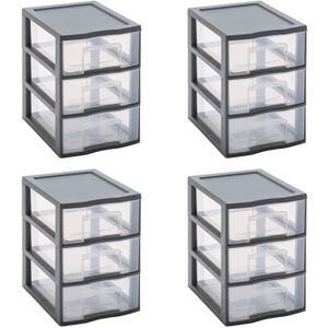 Sundis Tag Tower, lot de 4 tours de rangement en plastique gris, 3 tiroirs transparents format A5, hauteur 25,5 cm, superposable, idéale rangement cosmétiques, bijoux, accessoires, fournitures - Publicité Sundis Tag Tower, lot de 4 tours de rangement en plastique gris, 3 tiroirs transparents format A5, hauteur 25,5 cm, superposable, idéale rangement cosmétiques, bijoux, accessoires, fournitures - Publicité