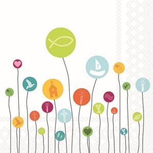Ambiente Lot de 20 serviettes en papier avec motif ballons pour communion et confirmation 33 x 33 cm - Publicité Ambiente Lot de 20 serviettes en papier avec motif ballons pour communion et confirmation 33 x 33 cm - Publicité