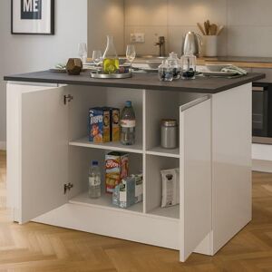 DMORA Patrizio - 155x90x90 cm - Blanc brillant - Îlot de cuisine - Publicité DMORA Patrizio - 155x90x90 cm - Blanc brillant - Îlot de cuisine - Publicité