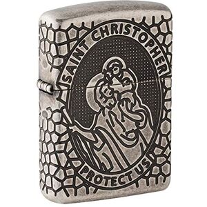 Zippo Briquet tempête – Médaille de Saint Christophe – Argent antique MultiCut – Rechargeable – Réutilisable – Design résistant au vent – Boîte cadeau – Fabriqué aux États-Unis - Publicité Zippo Briquet tempête – Médaille de Saint Christophe – Argent antique MultiCut – Rechargeable – Réutilisable – Design résistant au vent – Boîte cadeau – Fabriqué aux États-Unis - Publicité