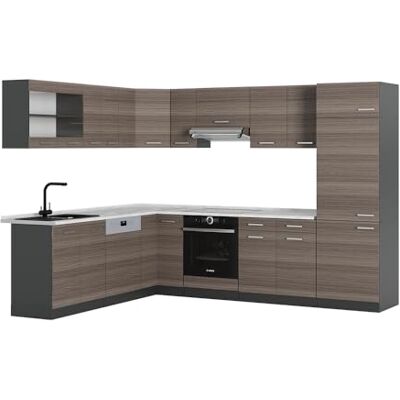 VICCO Cuisine d'angle modulaire - 227x287cm, Gris/Noble - Cuisine - Publicité VICCO Cuisine d'angle modulaire - 227x287cm, Gris/Noble - Cuisine - Publicité