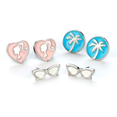 Barbie Lot de trois clous d'oreilles classiques, taille unique, Zinc - Publicité Barbie Lot de trois clous d'oreilles classiques, taille unique, Zinc - Publicité