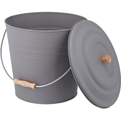 Relaxdays Seau à Cendres, avec Couvercle, 12 litres, poignée de Transport, bac à Charbon, cheminée et Barbecue, Gris - Publicité Relaxdays Seau à Cendres, avec Couvercle, 12 litres, poignée de Transport, bac à Charbon, cheminée et Barbecue, Gris - Publicité