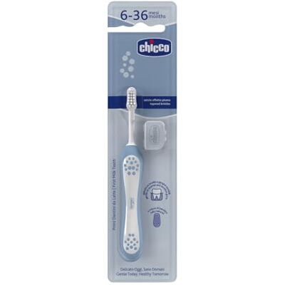 Chicco Brosse à dents bleu indigo de 6 à 36 mois - Publicité Chicco Brosse à dents bleu indigo de 6 à 36 mois - Publicité