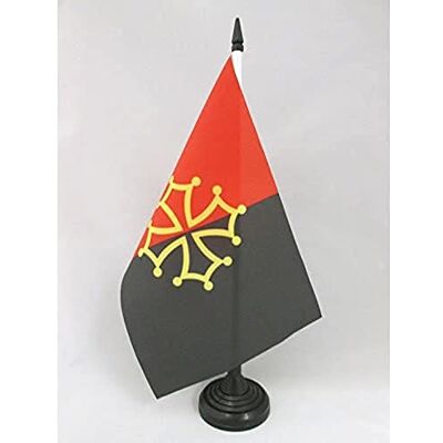 AZ FLAG Drapeau de Table Occitanie Tolosa 21x14 cm Socle Plastique - Publicité AZ FLAG Drapeau de Table Occitanie Tolosa 21x14 cm Socle Plastique - Publicité