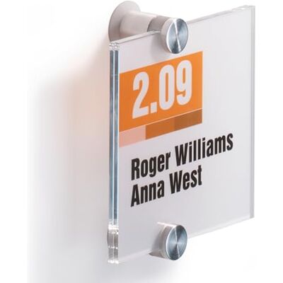 Durable 482019 Plaque de porte Plaque en cristal, 105 x 105 mm, avec insert en feuille imprimable, transparent - Publicité Durable 482019 Plaque de porte Plaque en cristal, 105 x 105 mm, avec insert en feuille imprimable, transparent - Publicité