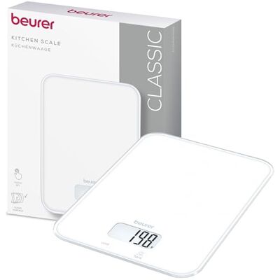 Beurer KS 19 Pure White balance de cuisine numérique, capacité de charge jusqu'à 5 kg (graduation précise au gramme près), avec commande tactile par capteur, balance alimentaire incl. piles, blanc - Publicité Beurer KS 19 Pure White balance de cuisine numérique, capacité de charge jusqu'à 5 kg (graduation précise au gramme près), avec commande tactile par capteur, balance alimentaire incl. piles, blanc - Publicité