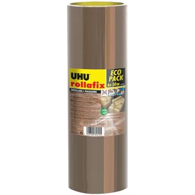 UHU Rollafix Ruban Adhésif Marron Emballage, Packaging Adhérence Elevée Sans Solvants Se Déchire à la Main Lot de 6 Rubans de 50 m x 50 mm - Publicité UHU Rollafix Ruban Adhésif Marron Emballage, Packaging Adhérence Elevée Sans Solvants Se Déchire à la Main Lot de 6 Rubans de 50 m x 50 mm - Publicité