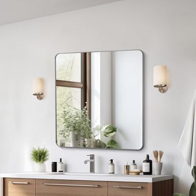 VEVOR Miroir Mural 91,5x91,5x2,5 cm, Miroir de Maquillage avec Contours en Alliage d'Aluminium et Film Antidéflagrant, Résistant aux Rayures avec Support en Forme de Z, Salle de Bain Chambre Salon - Publicité VEVOR Miroir Mural 91,5x91,5x2,5 cm, Miroir de Maquillage avec Contours en Alliage d'Aluminium et Film Antidéflagrant, Résistant aux Rayures avec Support en Forme de Z, Salle de Bain Chambre Salon - Publicité