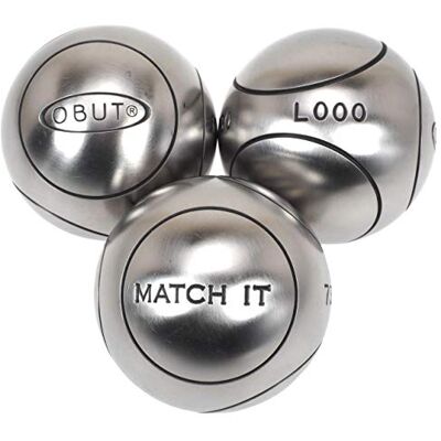 Obut Match it INOX 76mm strie1 Taille 690g Boules de pétanque - Publicité Obut Match it INOX 76mm strie1 Taille 690g Boules de pétanque - Publicité