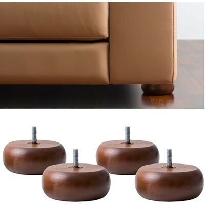 IPEA 4X Pieds ronds en bois - Ensemble de 4 pieds en bois massif pour meubles et canapés - Couleur noyer - Publicité IPEA 4X Pieds ronds en bois - Ensemble de 4 pieds en bois massif pour meubles et canapés - Couleur noyer - Publicité