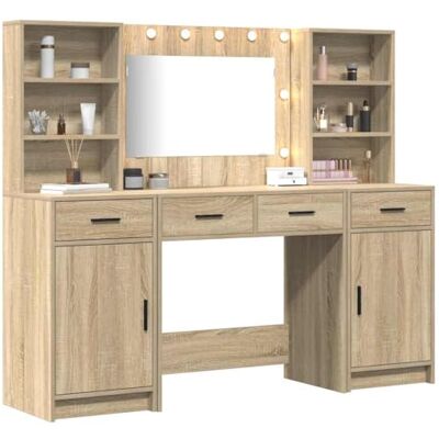 vidaXL Ensemble de table de maquillage 3 pièces en bois d ingénierie chêne Sonoma - Publicité vidaXL Ensemble de table de maquillage 3 pièces en bois d ingénierie chêne Sonoma - Publicité