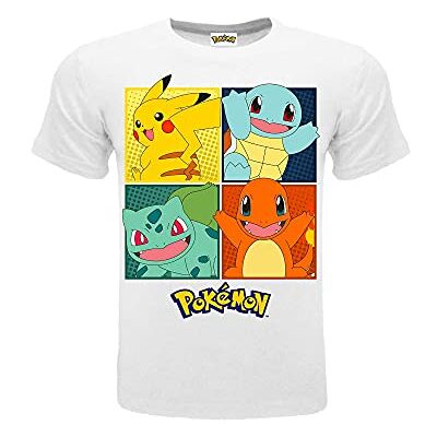 Pokémon T-shirt avec 4 personnages, sous licence officielle, pour garçon, Bianco, 9-11 ans - Publicité Pokémon T-shirt avec 4 personnages, sous licence officielle, pour garçon, Bianco, 9-11 ans - Publicité