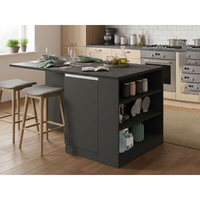DMORA - Osvaldo - Anthracite - 160x90x90 cm - Îlot de cuisine - Publicité DMORA - Osvaldo - Anthracite - 160x90x90 cm - Îlot de cuisine - Publicité
