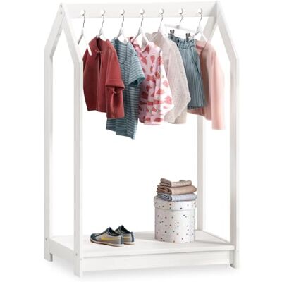 IDIMEX Sally Portemanteau pour enfant en forme de maison Montessori Blanc – Tringle à vêtements à hauteur adaptée aux enfants avec étagère en pin - Publicité IDIMEX Sally Portemanteau pour enfant en forme de maison Montessori Blanc – Tringle à vêtements à hauteur adaptée aux enfants avec étagère en pin - Publicité