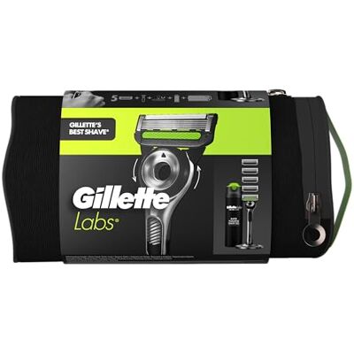 Gillette Labs avec élément nettoyant UEFA Champions League Special Gold Edition, 1 manche 5 lames de rechange, comprend 1 gel à raser de 200 ml, 1 station d'accueil magnétique, 1 étui - Publicité Gillette Labs avec élément nettoyant UEFA Champions League Special Gold Edition, 1 manche 5 lames de rechange, comprend 1 gel à raser de 200 ml, 1 station d'accueil magnétique, 1 étui - Publicité
