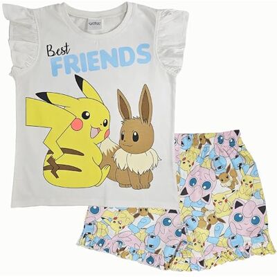 Pokémon Pyjama Court 100% Coton pour Filles Pikachu & Évoli à Manches frangées 9-10 Ans 140cm - Publicité Pokémon Pyjama Court 100% Coton pour Filles Pikachu & Évoli à Manches frangées 9-10 Ans 140cm - Publicité