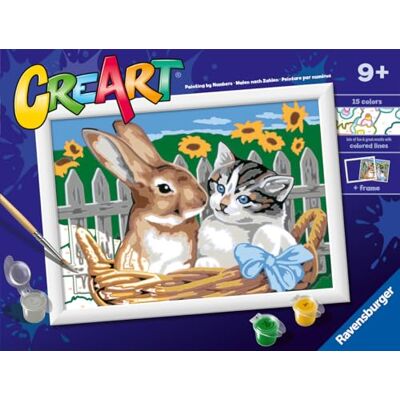 Ravensburger CreArt : Friends in The Basket — Peinture avec Chiffres pour Enfants de 9 Ans et Plus, kit de Peinture avec Planches, Cadre, Pinceau et Couleurs Inclus, 25 x 18,30 cm, idées Cadeaux - Publicité Ravensburger CreArt : Friends in The Basket — Peinture avec Chiffres pour Enfants de 9 Ans et Plus, kit de Peinture avec Planches, Cadre, Pinceau et Couleurs Inclus, 25 x 18,30 cm, idées Cadeaux - Publicité