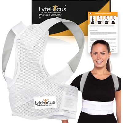 LyfeFocus S1 Correcteur de Posture Invisible et Respirant Soutien et redressement du haut du dos Correction efficace de la posture pour les douleurs du cou, des épaules et du dos (Blanc, Moyen) - Publicité LyfeFocus S1 Correcteur de Posture Invisible et Respirant Soutien et redressement du haut du dos Correction efficace de la posture pour les douleurs du cou, des épaules et du dos (Blanc, Moyen) - Publicité