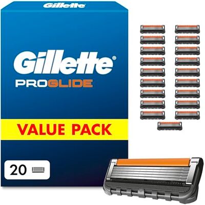 Gillette Lames de Rasoir Homme Proglide, Pack de 20 – Cartouche Dotée de la Bande Lubrifiante x2, Ultra Affutées et Longue Durée, en Acier Inoxydable, 1 Recharge Jusqu’à 30 Rasages - Publicité Gillette Lames de Rasoir Homme Proglide, Pack de 20 – Cartouche Dotée de la Bande Lubrifiante x2, Ultra Affutées et Longue Durée, en Acier Inoxydable, 1 Recharge Jusqu’à 30 Rasages - Publicité