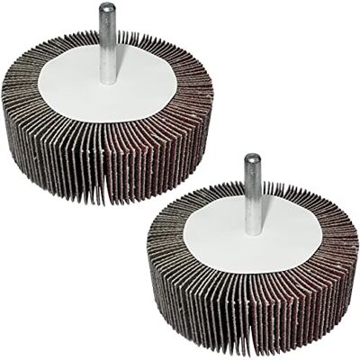 AERZETIX C49596 Lot de 2 roues à lamelles de papier abrasif granulométrie 120 diamètre de roue 80mm Ø de tige 6mm roue à lamelles sur tige pour visseuse disque de papier de verre pour poncer - Publicité AERZETIX C49596 Lot de 2 roues à lamelles de papier abrasif granulométrie 120 diamètre de roue 80mm Ø de tige 6mm roue à lamelles sur tige pour visseuse disque de papier de verre pour poncer - Publicité