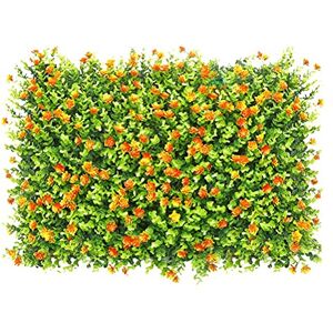 Eeneme Panneaux de haie artificiels, brise-vue pour balcon, haie synthétique avec fleurs, décoration de balcon, mur de pelouse, protection contre les UV, 40 x 60 cm - Publicité