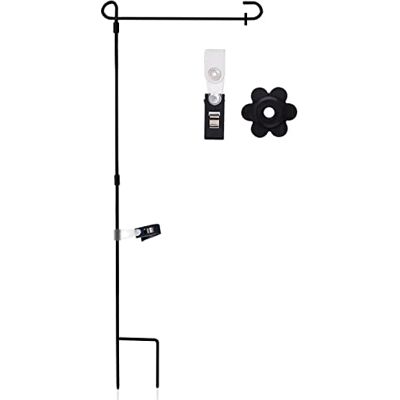 Anley Porte-drapeau de jardin en fer forgé Support amélioré pour poteau de drapeau de jardin en version renforcée Résistant aux intempéries et facile à assembler et revêtement noir mat - Publicité Anley Porte-drapeau de jardin en fer forgé Support amélioré pour poteau de drapeau de jardin en version renforcée Résistant aux intempéries et facile à assembler et revêtement noir mat - Publicité