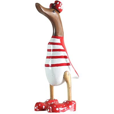 ART Canard en bois, décoration de jardin, statuette en bois de bambou et teck, peinte à la main, hauteur 25 cm - Publicité ART Canard en bois, décoration de jardin, statuette en bois de bambou et teck, peinte à la main, hauteur 25 cm - Publicité