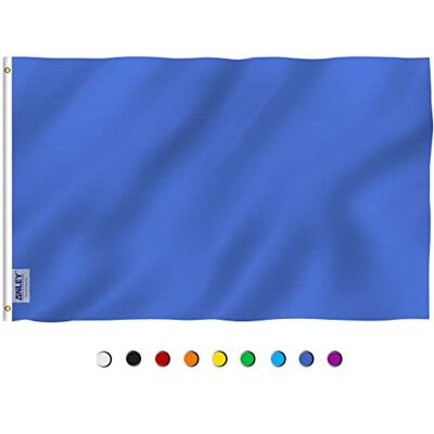 Anley Fly Breeze 3x5Pi Drapeau Solid Bleu Vive Résiste aux UV-Entête en Toile/Double Couture-Drapeau Bleu Massif en polyester, œillet en Laiton 3x5Pi - Publicité Anley Fly Breeze 3x5Pi Drapeau Solid Bleu Vive Résiste aux UV-Entête en Toile/Double Couture-Drapeau Bleu Massif en polyester, œillet en Laiton 3x5Pi - Publicité