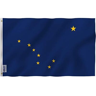 Anley Fly Breeze 3x5Pi Drapeau de l'Etat d'Alaska-Couleur Vive Résiste aux UV-Entête en Toile/Double Couture-Drapeau de l'Alaska AK en Polyester, œillet en Laiton 3X5Pi - Publicité Anley Fly Breeze 3x5Pi Drapeau de l'Etat d'Alaska-Couleur Vive Résiste aux UV-Entête en Toile/Double Couture-Drapeau de l'Alaska AK en Polyester, œillet en Laiton 3X5Pi - Publicité