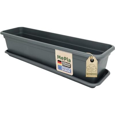 MePla Balconnière Balcon 40 CM + Dessous De Anthracite Bac à Fleurs Cache-Pot Jardinière en Résistant aux Intempéries Résistant Aux UV Plastique - Publicité MePla Balconnière Balcon 40 CM + Dessous De Anthracite Bac à Fleurs Cache-Pot Jardinière en Résistant aux Intempéries Résistant Aux UV Plastique - Publicité
