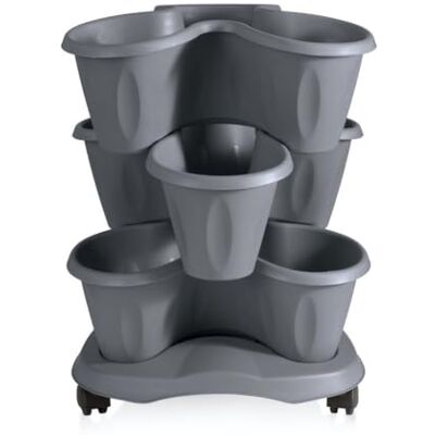 bama Trifoglio Lot de 3 pots de fleurs avec soucoupe à roulettes Gris 40 x 40 x 51 cm - Publicité bama Trifoglio Lot de 3 pots de fleurs avec soucoupe à roulettes Gris 40 x 40 x 51 cm - Publicité