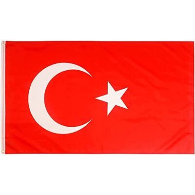aricona Drapeau Turquie 90x150cm – turc résistant aux intempéries, avec œillets en laiton, 100% polyester, coutures doubles robustes et couleurs éclatantes – pour les passionnés de drapeaux - Publicité aricona Drapeau Turquie 90x150cm – turc résistant aux intempéries, avec œillets en laiton, 100% polyester, coutures doubles robustes et couleurs éclatantes – pour les passionnés de drapeaux - Publicité