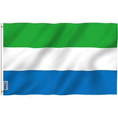 Anley Drapeau Fly Breeze 3x5 Pieds Sierra Leone Couleur vive et résistant à la décoloration UV en-tête en Toile et Double Couture Drapeaux Sierra-léonais Polyester avec œillets en Laiton - Publicité Anley Drapeau Fly Breeze 3x5 Pieds Sierra Leone Couleur vive et résistant à la décoloration UV en-tête en Toile et Double Couture Drapeaux Sierra-léonais Polyester avec œillets en Laiton - Publicité