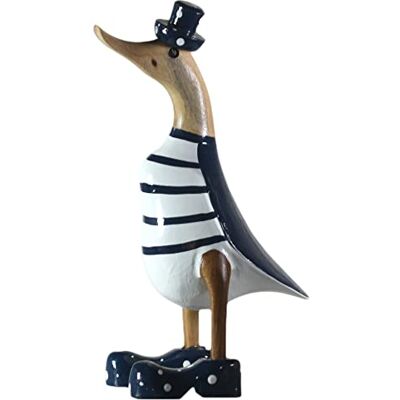 ART Ente en bois Ente marchant Décoration de jardin Figurine en racine de bambou et bois de teck ondulée bleue peinte à la main 25 cm de haut - Publicité ART Ente en bois Ente marchant Décoration de jardin Figurine en racine de bambou et bois de teck ondulée bleue peinte à la main 25 cm de haut - Publicité
