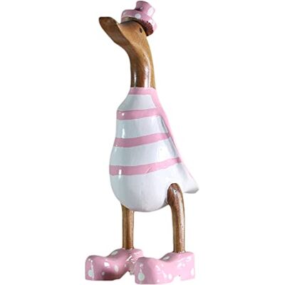 ART Canard en bois Canard qui court Décoration de jardin Figurine en racine de bambou et bois de teck Rayé rose peint à la main 25 cm de haut - Publicité ART Canard en bois Canard qui court Décoration de jardin Figurine en racine de bambou et bois de teck Rayé rose peint à la main 25 cm de haut - Publicité