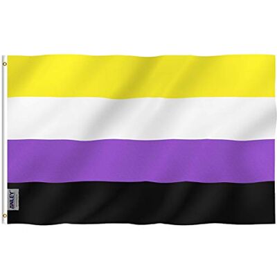 Anley Fly Breeze 3x5Pi Drapeau Pride Non-Binaire-Couleur Vive Résiste à la Décoloration-Double Couture-NB Drapeau d'Identité Genre Fierté en Polyester œillets en Laiton 3X5Pi - Publicité Anley Fly Breeze 3x5Pi Drapeau Pride Non-Binaire-Couleur Vive Résiste à la Décoloration-Double Couture-NB Drapeau d'Identité Genre Fierté en Polyester œillets en Laiton 3X5Pi - Publicité