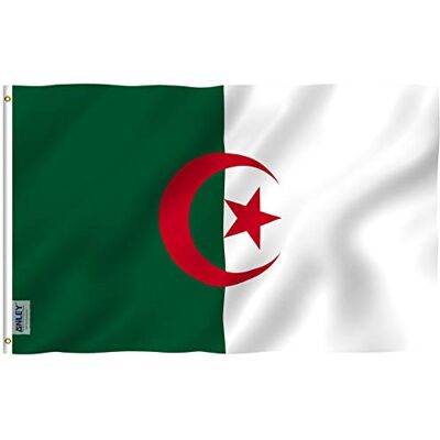 Anley Fly Breeze 3x5 pieds drapeau Algérie couleur vive et résistant à la décoloration UV en-tête de toile et double couture drapeaux algériens en polyester avec œillets en laiton 3 X 5 pi - Publicité Anley Fly Breeze 3x5 pieds drapeau Algérie couleur vive et résistant à la décoloration UV en-tête de toile et double couture drapeaux algériens en polyester avec œillets en laiton 3 X 5 pi - Publicité