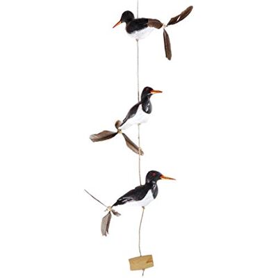 ART Carillon à vent bécasseau avec hélice à plumes avec 3 oiseaux figurines en bois comme décoration maritime, décoration de balcon ou comme décoration de jardin - Publicité ART Carillon à vent bécasseau avec hélice à plumes avec 3 oiseaux figurines en bois comme décoration maritime, décoration de balcon ou comme décoration de jardin - Publicité