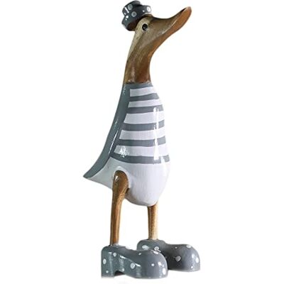 ART Figurine de canard en bois pour décoration de jardin fabriquée en racine de bambou et bois de teck annelé gris peint à la main 25 cm - Publicité ART Figurine de canard en bois pour décoration de jardin fabriquée en racine de bambou et bois de teck annelé gris peint à la main 25 cm - Publicité