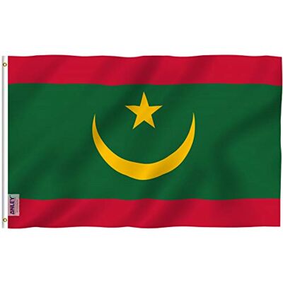 Anley Fly Breeze 3x5 pieds drapeau Mauritanie couleur vive et résistant à la décoloration UV en-tête de toile et double couture drapeaux mauritaniens polyester avec oeillets en laiton - Publicité Anley Fly Breeze 3x5 pieds drapeau Mauritanie couleur vive et résistant à la décoloration UV en-tête de toile et double couture drapeaux mauritaniens polyester avec oeillets en laiton - Publicité