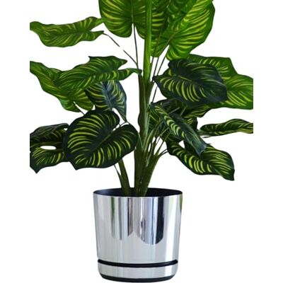KORAD Pot de fleurs avec soucoupe intégrée, décor 016, miroir, diamètre 21 cm, pot pour plantes, en plastique, de haute qualité, décoratif avec trous de drainage - Publicité KORAD Pot de fleurs avec soucoupe intégrée, décor 016, miroir, diamètre 21 cm, pot pour plantes, en plastique, de haute qualité, décoratif avec trous de drainage - Publicité