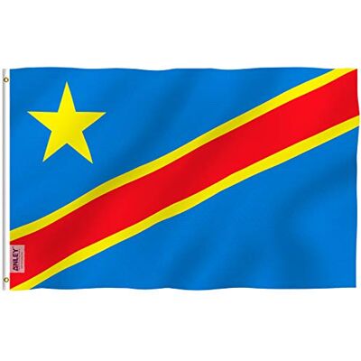 Anley Fly Breeze 3x5 Feet Drapeau de la République Démocratique du Congo Couleurs Vives et Résistant à la Décoloration UV En-tête Toile et Double Couture Drapeaux Congo-Kinshasa Polyester - Publicité Anley Fly Breeze 3x5 Feet Drapeau de la République Démocratique du Congo Couleurs Vives et Résistant à la Décoloration UV En-tête Toile et Double Couture Drapeaux Congo-Kinshasa Polyester - Publicité