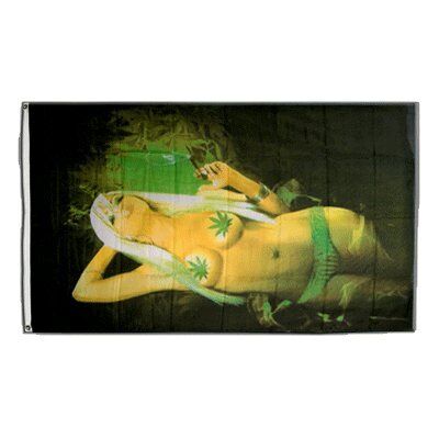 Digni® Drapeau Cannabis Hippie Girl 90 x 150 cm - Publicité Digni® Drapeau Cannabis Hippie Girl 90 x 150 cm - Publicité