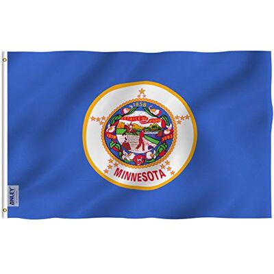 Anley Fly Breeze 3x5Pi Drapeau Etat du Minnesota-Couleur Vive Résiste aux UV-Entête en Toile/Double Couture-Drapeau Minnesota MN en Polyester, œillet en Laiton 3X5Pi - Publicité Anley Fly Breeze 3x5Pi Drapeau Etat du Minnesota-Couleur Vive Résiste aux UV-Entête en Toile/Double Couture-Drapeau Minnesota MN en Polyester, œillet en Laiton 3X5Pi - Publicité