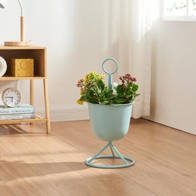 en.casa - Support pour plantes Alphen avec pot en métal - Bleu clair - Publicité en.casa - Support pour plantes Alphen avec pot en métal - Bleu clair - Publicité