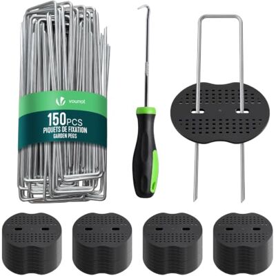 vounot ® Kit 150 Agrafes Jardin en U 150x30mm avec 75 Rondelles de Fixation Métal Galvanisé, Diamètre 3 mm , Kit Complet avec Plaques de Fixation et Crochet, pour Toile Paillage Bâche Gazon Artificiel - Publicité vounot ® Kit 150 Agrafes Jardin en U 150x30mm avec 75 Rondelles de Fixation Métal Galvanisé, Diamètre 3 mm , Kit Complet avec Plaques de Fixation et Crochet, pour Toile Paillage Bâche Gazon Artificiel - Publicité