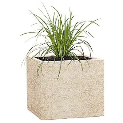 Pflanzwerk ® Pot de Fleur Fibre de Verre Cube Antique Sable 28x28x28cm *Jardinière antigel* *Protection UV* *Qualité européenne* - Publicité Pflanzwerk ® Pot de Fleur Fibre de Verre Cube Antique Sable 28x28x28cm *Jardinière antigel* *Protection UV* *Qualité européenne* - Publicité