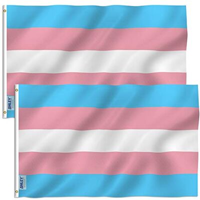 Anley Pack of 2 Fly Breeze 3x5 Foot Transgender Flag Vivid Color and UV Fade Resistant Canvas Header and Double Stitched Pink Blue Rainbow Flags Polyester with Brass Grommets 3 X 5 Ft - Publicité Anley Pack of 2 Fly Breeze 3x5 Foot Transgender Flag Vivid Color and UV Fade Resistant Canvas Header and Double Stitched Pink Blue Rainbow Flags Polyester with Brass Grommets 3 X 5 Ft - Publicité