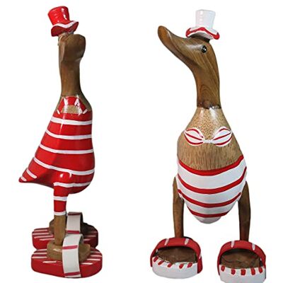 ART 2X Canard en Bois Canard Marcheur Décoration de Jardin Figurine en Bambou Racine et Bois de Teck Rouge Bikini Couple Peint à la Main 25 cm de Haut - Publicité ART 2X Canard en Bois Canard Marcheur Décoration de Jardin Figurine en Bambou Racine et Bois de Teck Rouge Bikini Couple Peint à la Main 25 cm de Haut - Publicité